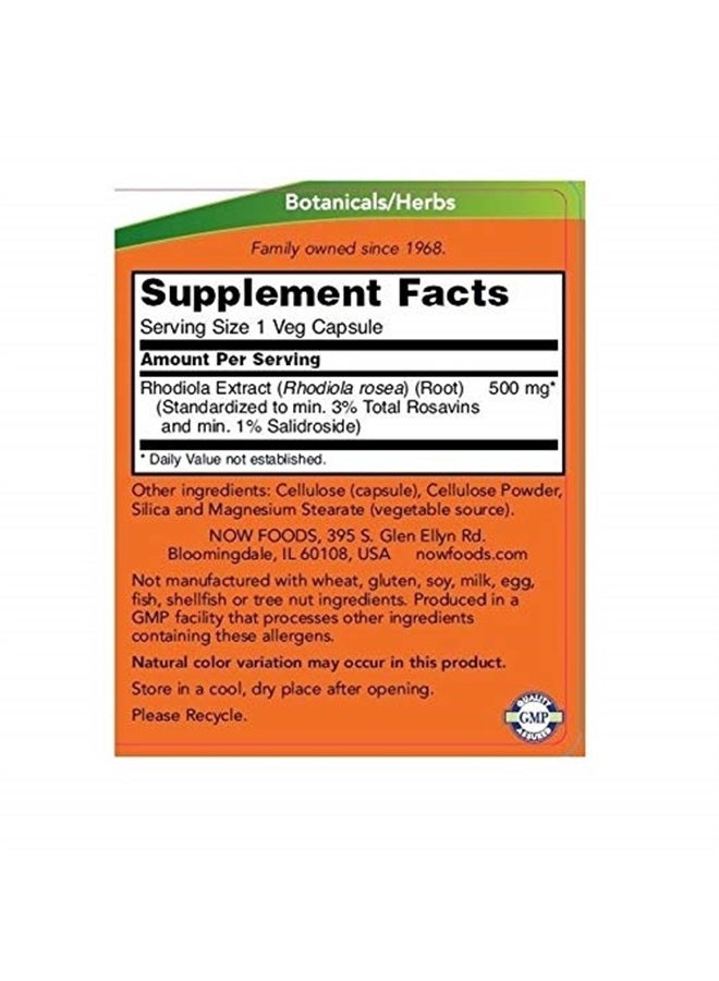 now Rhodiola Adaptogenic Herb 500mg 60 Veg Capsules(Two Pack) - Image 4