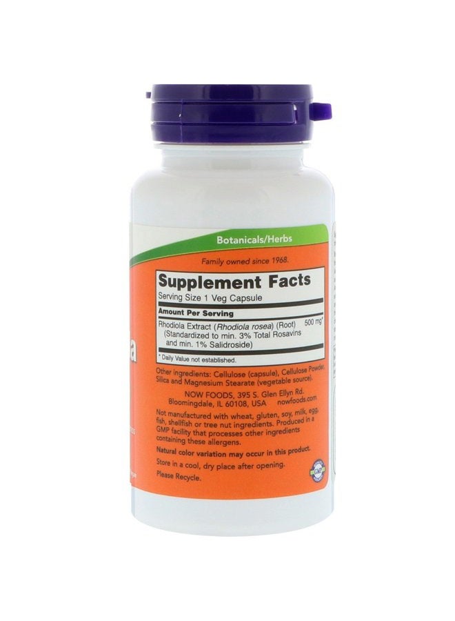 now Rhodiola Adaptogenic Herb 500mg 60 Veg Capsules(Two Pack) - Image 2