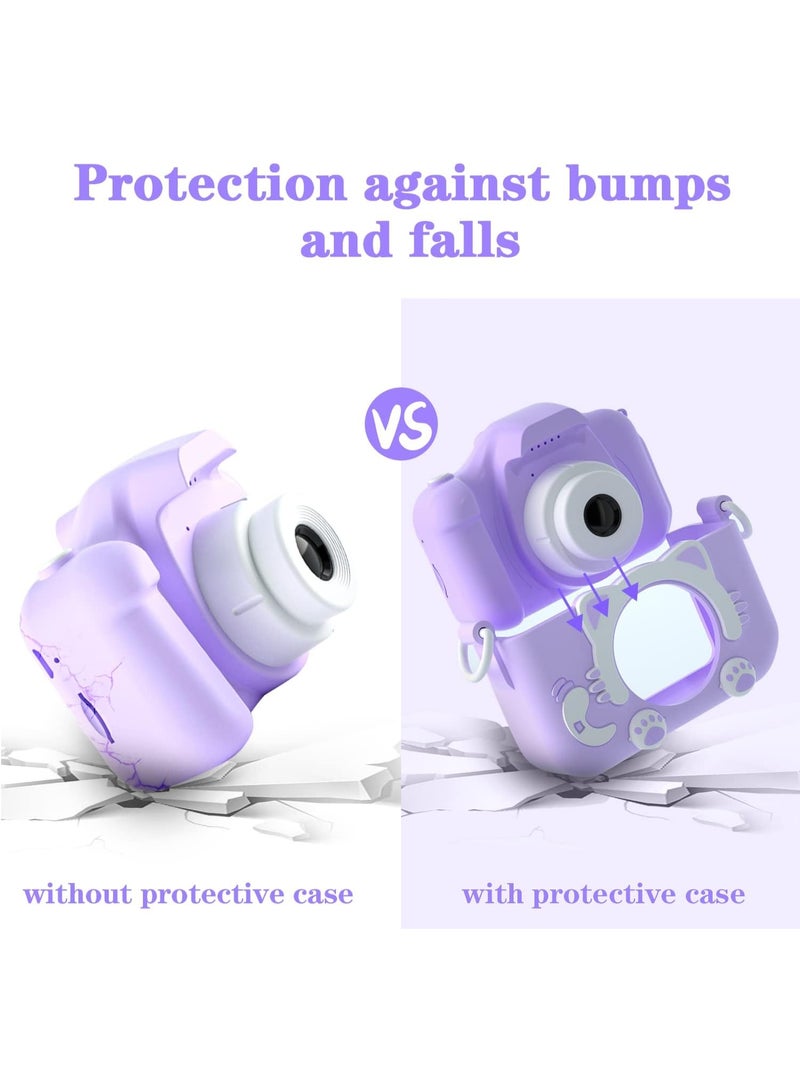 Yakiter Kids Camera Gifts for 3-8 Year Old Boys Girls,Mini Rechargeable Child 2 Lens Selfie Camera Shockproof Video Camcorder Gifts for,8 MP photo and 1080P video 2 Inch Screenfor Outdoor Play(32GB TF card and Card Readers),Purple - Image 2
