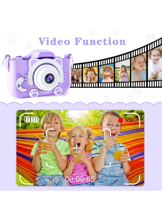 Yakiter Kids Camera Gifts for 3-8 Year Old Boys Girls,Mini Rechargeable Child 2 Lens Selfie Camera Shockproof Video Camcorder Gifts for,8 MP photo and 1080P video 2 Inch Screenfor Outdoor Play(32GB TF card and Card Readers),Purple - Image 5