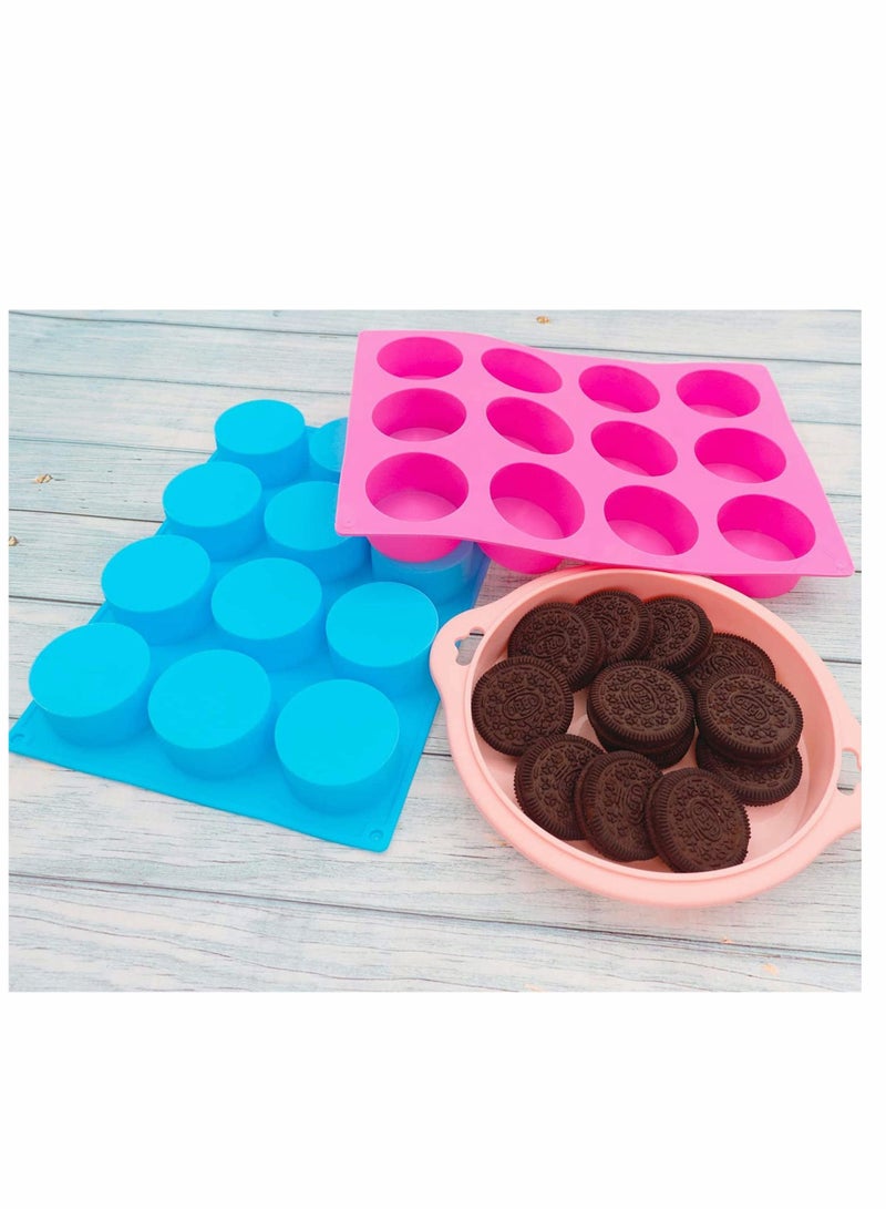 KASTWAVE Chocolate Mold, Chocolate Cookie Mold Candy Mold, Cylinder Silicone Mold, the Baking Mold Perfect for Chocolate Covered Oreos, Cake, Candy, Pudding, Mini Soap, 2PCS, Color (Rose Red, Blue) - Image 3