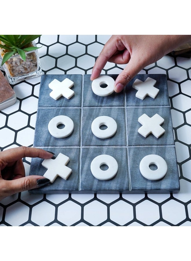 Crocon Tic Tac Toe Game - Table Games, Tic Tac Toe Board, Family House Game, Coffee Table Indoor Party Game, Tic Tac Toe Game Large, Grey Board With White Zero & Cross 8"X 8" - Image 2