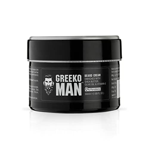 Vasu Greeko Man Beard Cream 50 ml Shea butter Olive oil VitaminE nourish soften and strengthen hair helping to style - Image 1