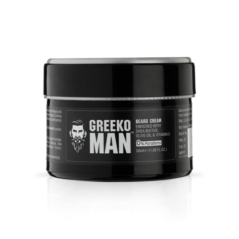 Vasu Greeko Man Beard Cream 50 ml Shea butter Olive oil VitaminE nourish soften and strengthen hair helping to style - Image 3