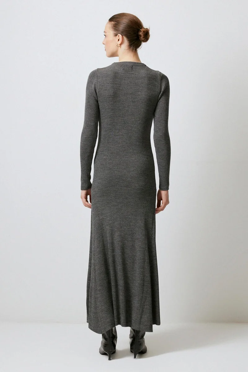 Touche Ribbed High Collar Knitwear Dress