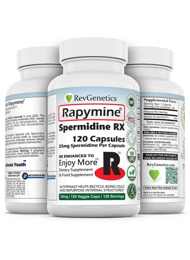 REVGENETICS Rapymine®: 25mg Spermidine RX™ - 120 Capsules - Image 1
