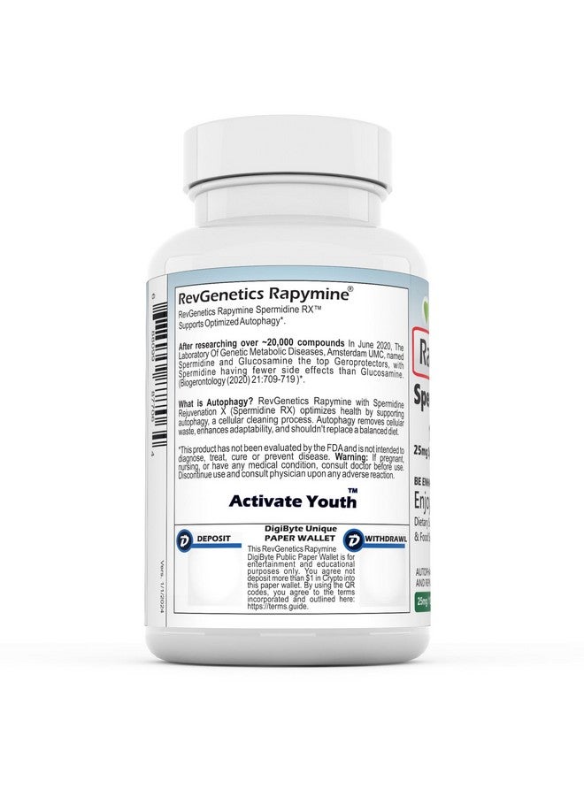 REVGENETICS Rapymine®: 25mg Spermidine RX™ - 120 Capsules - Image 3