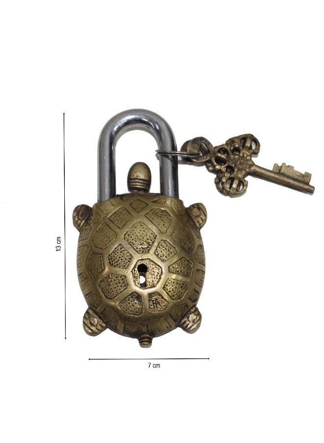 Vintage Antique Style Hand Made Brass Turtoise Design Padlock-02  - Image 2