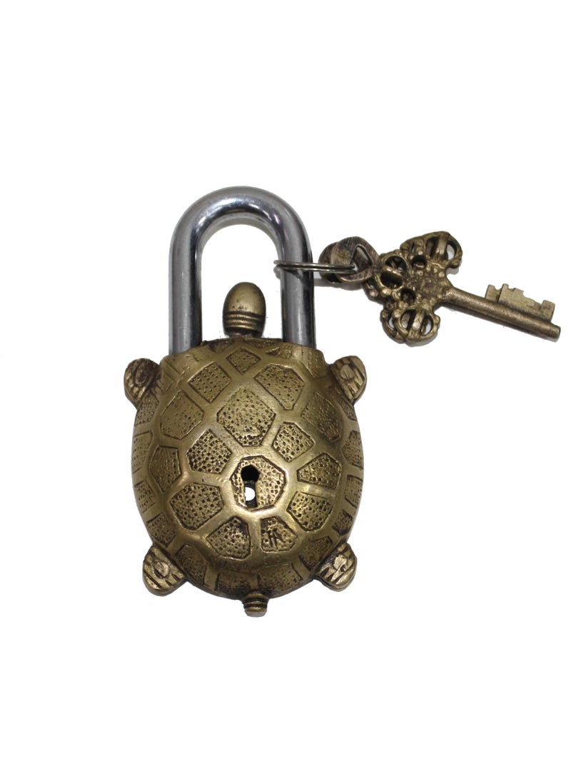 Vintage Antique Style Hand Made Brass Turtoise Design Padlock-02  - Image 3