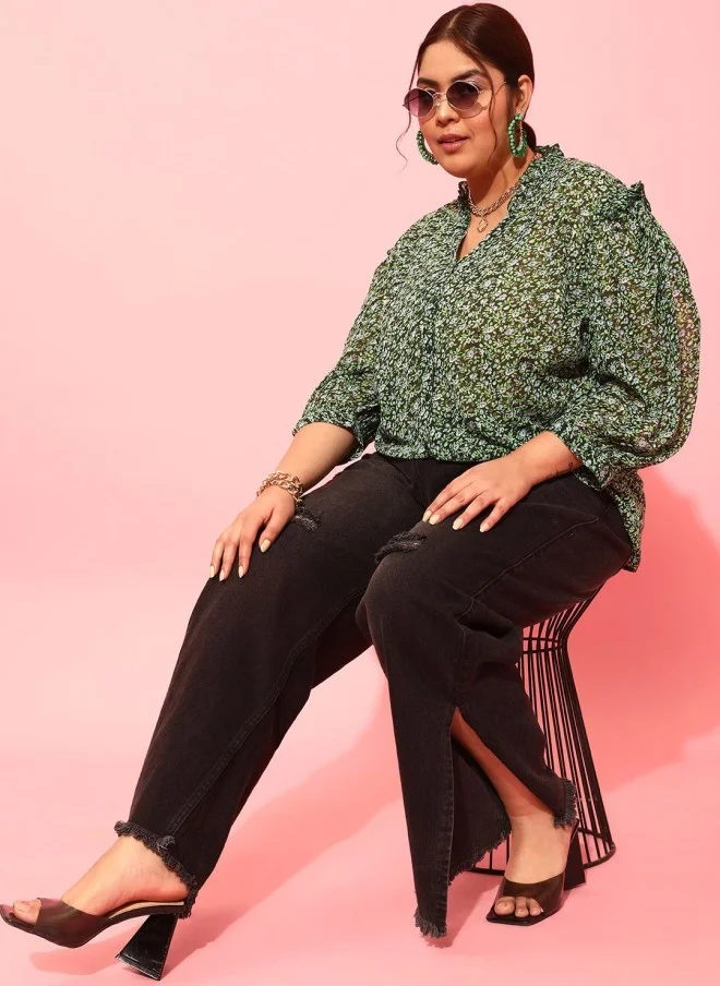 CURVY STREET Floral Printed Casual Shirt for Women