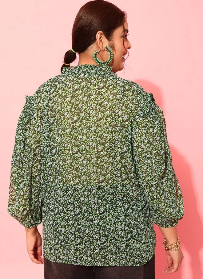 CURVY STREET Floral Printed Casual Shirt for Women