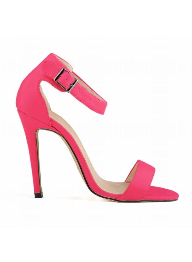 Loquat صنادل كعب مدبب غير لامعة بحزام كاحل دائري خالدة حمراء - Image 1