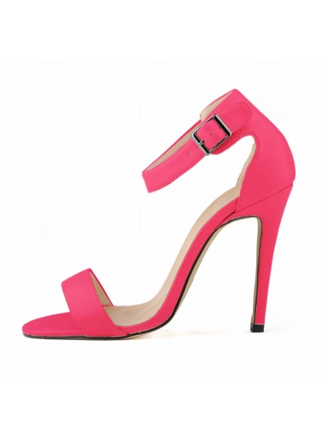 Loquat صنادل كعب مدبب غير لامعة بحزام كاحل دائري خالدة حمراء - Image 2