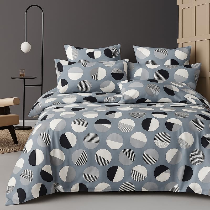 BSB HOME 300 TC Microfiber XXL Soft Cotton Super King Size Bedsheet for Double Bed, King Size 108 Inches X 108 Inches, 9 Feet, 275 X 275 cm with 2 Large Size Pillow Covers - Charcoal Black - Image 1