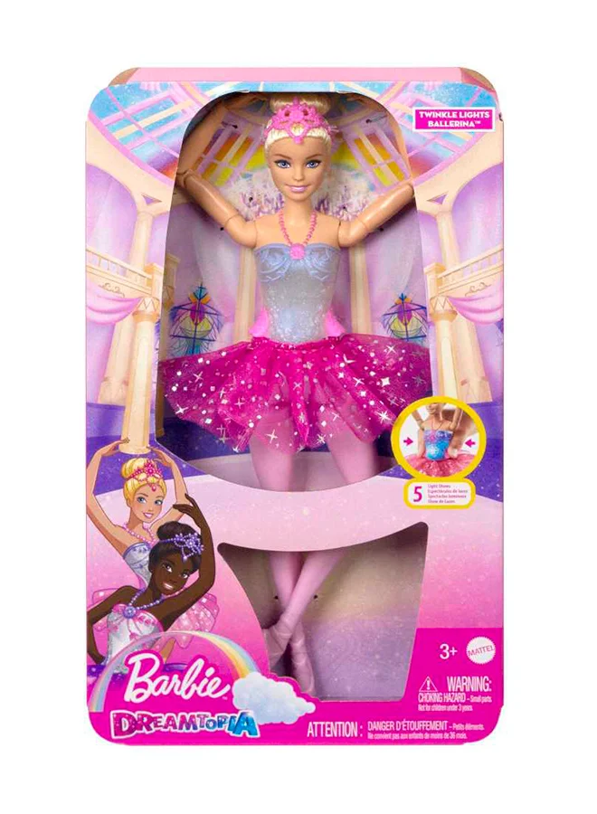 Barbie Dreamtopia Twinkle Lights Ballerina Doll With Blonde Hair & Light-Up Feature Wearing Royal Headband & Pink Tutu