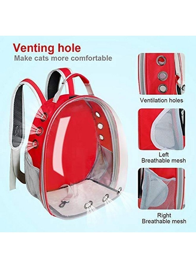 حقيبة سفر خفيفة الوزن شفافة مقاومة للماء متعددة الفتحات قابلة للحمل وحقيبة ظهر كبسولة رائد فضاء للقطط والكلاب والحيوانات الأليفة (أحمر) - Image 4