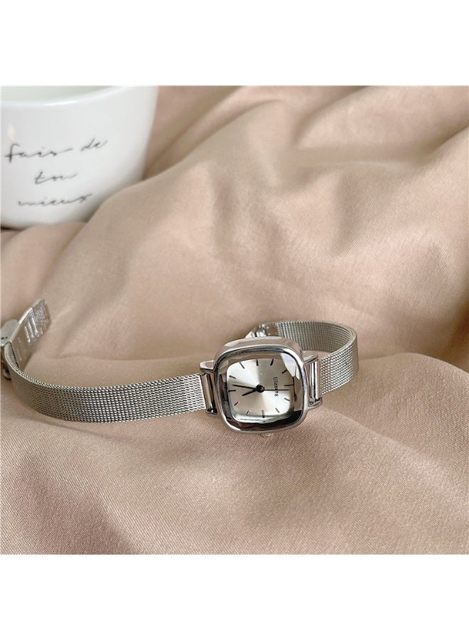 سيستار ساعة كوارتز نسائية راقية - قرص مربع صغير بسيط (ذهبي وردي، وجه قهوة) مع علبة ساعة مربعة سوداء - Image 2