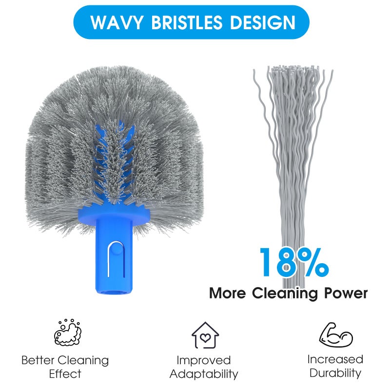 TidyMister 20'' 2 in 1 Pool Brush Head Cobweb Duster Heavy Duty Pool Cleaning Detachable Round Brush with EZ Clip & Wavy Nylon Bristles for Inground Pool & Above-Ground Pool (Without Pole) - Image 4