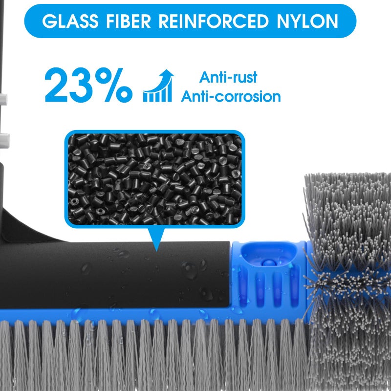 TidyMister 20'' 2 in 1 Pool Brush Head Cobweb Duster Heavy Duty Pool Cleaning Detachable Round Brush with EZ Clip & Wavy Nylon Bristles for Inground Pool & Above-Ground Pool (Without Pole) - Image 5