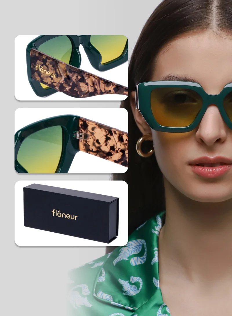 فلانيور Stylish Polarized D-Frame Sunglasses For Women and Men Animal Print