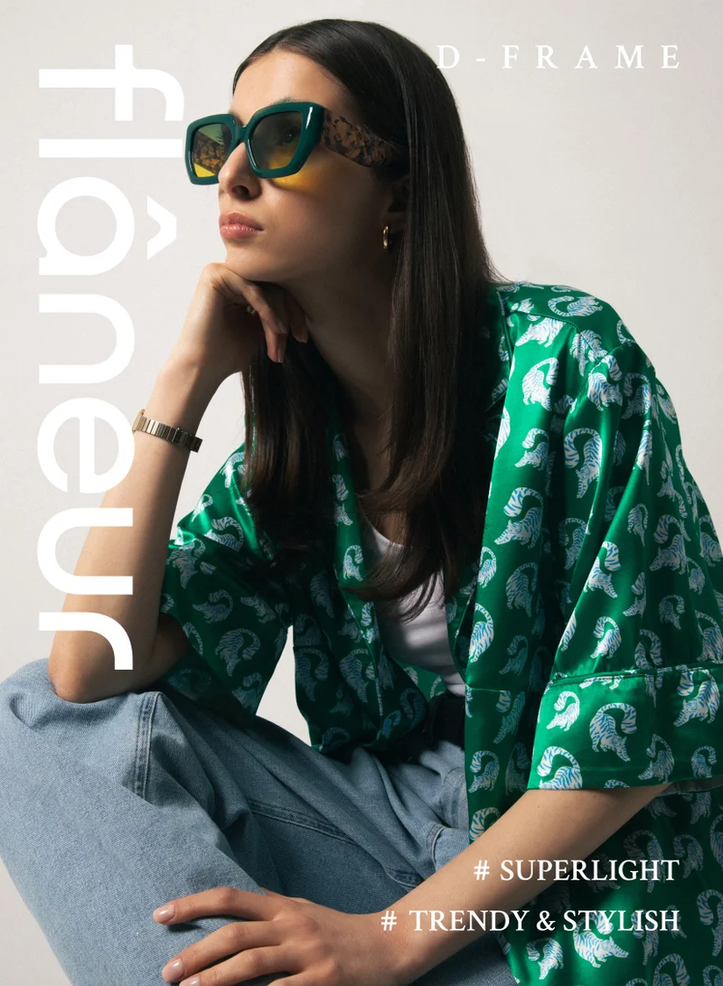فلانيور Stylish Polarized D-Frame Sunglasses For Women and Men Animal Print