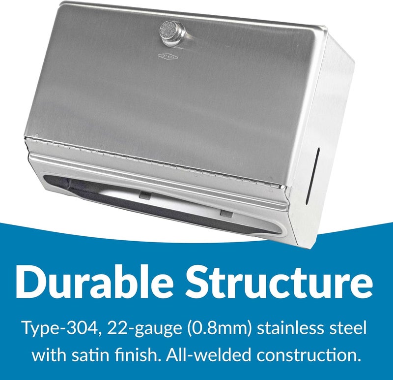 Bobrick Wall-Mounted Paper Towel Dispenser – Stainless Steel, Holds 200 C-Fold or 275 Multifold Towels, Easy Manual Access, ADA Compliant, Ideal for Commercial Bathrooms & High-Traffic Areas (Model B-2621) - Image 5