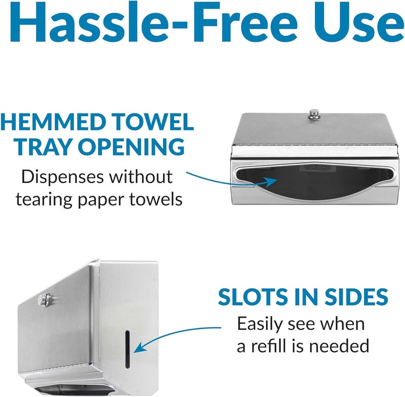 Bobrick Wall-Mounted Paper Towel Dispenser – Stainless Steel, Holds 200 C-Fold or 275 Multifold Towels, Easy Manual Access, ADA Compliant, Ideal for Commercial Bathrooms & High-Traffic Areas (Model B-2621) - Image 4