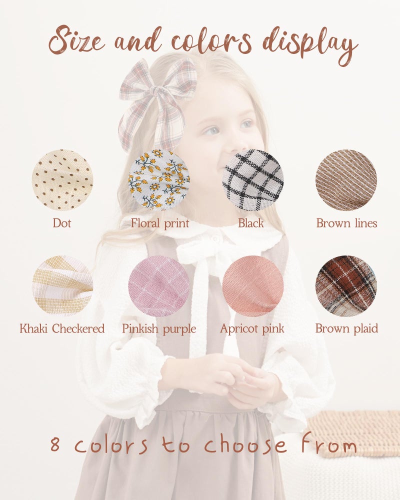 doboi 8PCS Baby Girls Hair Clips Fable Hair Bows Cotton Linen Bows for Girls Hair Accessories for Baby Girl Toddlers Kids-Grid - Image 3