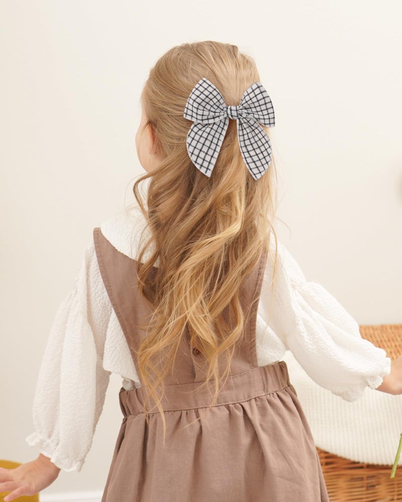 doboi 8PCS Baby Girls Hair Clips Fable Hair Bows Cotton Linen Bows for Girls Hair Accessories for Baby Girl Toddlers Kids-Grid - Image 4