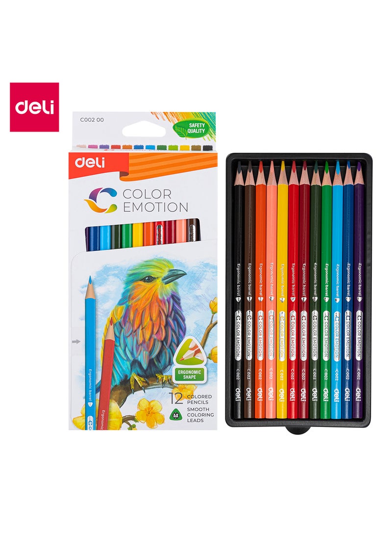 Deli Color Pencils, Art Supplies for Drawing, and Painting, Triangular Ergonomic Barrel, Pack of 12 Colors  - Image 1