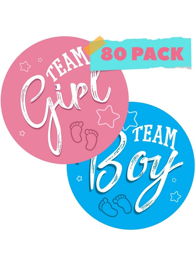 CORRURE 80pcs Gender Reveal Stickers for Voting Games and Party Supplies - Easy to Stick and Peel-Off - 2.0" Team Boy and Team Girl Sticker (40 Each) for Baby Shower or Gender Reveal Party (Colored) - Image 1