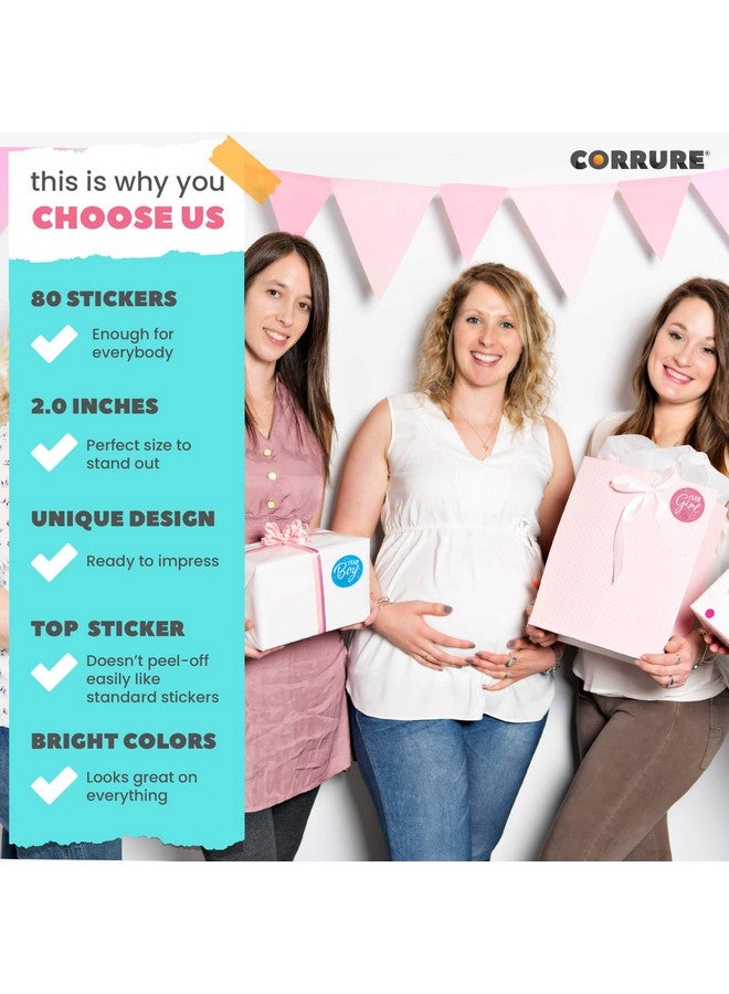 CORRURE 80pcs Gender Reveal Stickers for Voting Games and Party Supplies - Easy to Stick and Peel-Off - 2.0" Team Boy and Team Girl Sticker (40 Each) for Baby Shower or Gender Reveal Party (Colored) - Image 3
