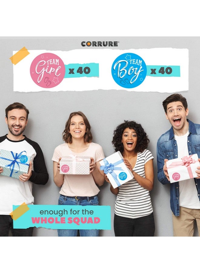 CORRURE 80pcs Gender Reveal Stickers for Voting Games and Party Supplies - Easy to Stick and Peel-Off - 2.0" Team Boy and Team Girl Sticker (40 Each) for Baby Shower or Gender Reveal Party (Colored) - Image 5