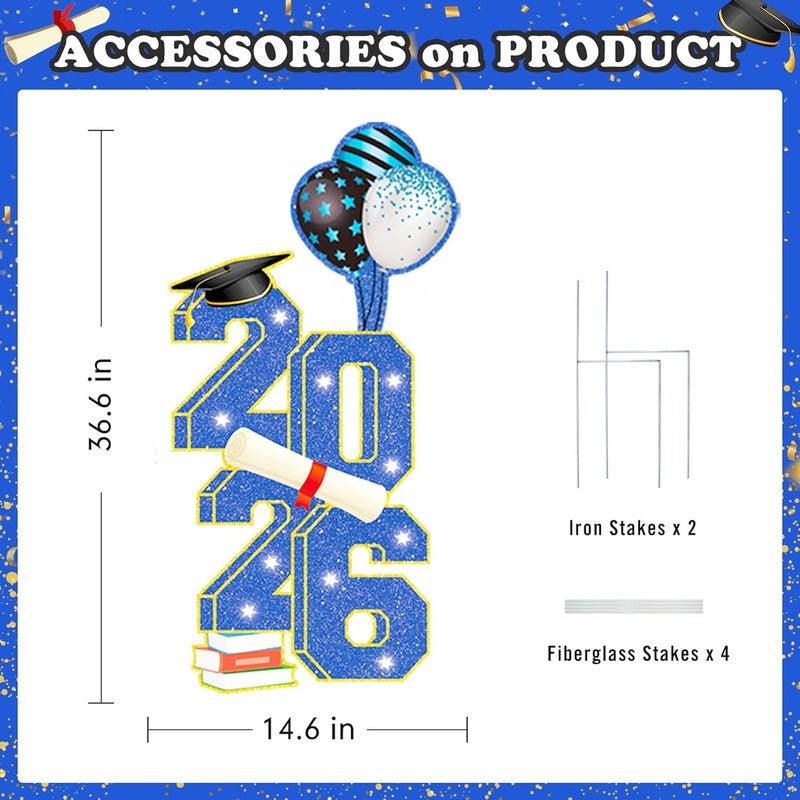 sewrung 3.5FT Large Class 2026 Graduation Yard Sign Yard Decorations Congrats Graduation Lawn Signs 2026 Grad Yard Signs with Stakes for Outdoor Indoor Congrats Graduation Party Decoration Supplies - Image 2