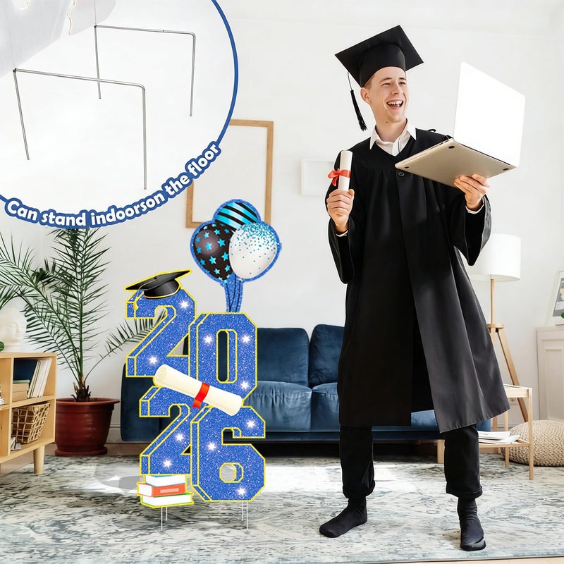 sewrung 3.5FT Large Class 2026 Graduation Yard Sign Yard Decorations Congrats Graduation Lawn Signs 2026 Grad Yard Signs with Stakes for Outdoor Indoor Congrats Graduation Party Decoration Supplies - Image 5