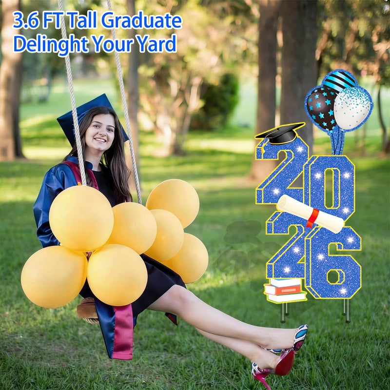sewrung 3.5FT Large Class 2026 Graduation Yard Sign Yard Decorations Congrats Graduation Lawn Signs 2026 Grad Yard Signs with Stakes for Outdoor Indoor Congrats Graduation Party Decoration Supplies - Image 3