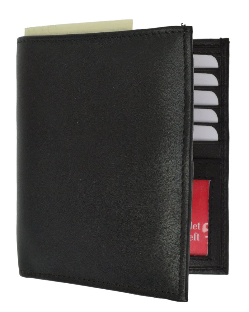 Marshal RFID Men's Genuine Leather European Bifold Wallet Slim Hipster 2 Windows Bk - Image 2
