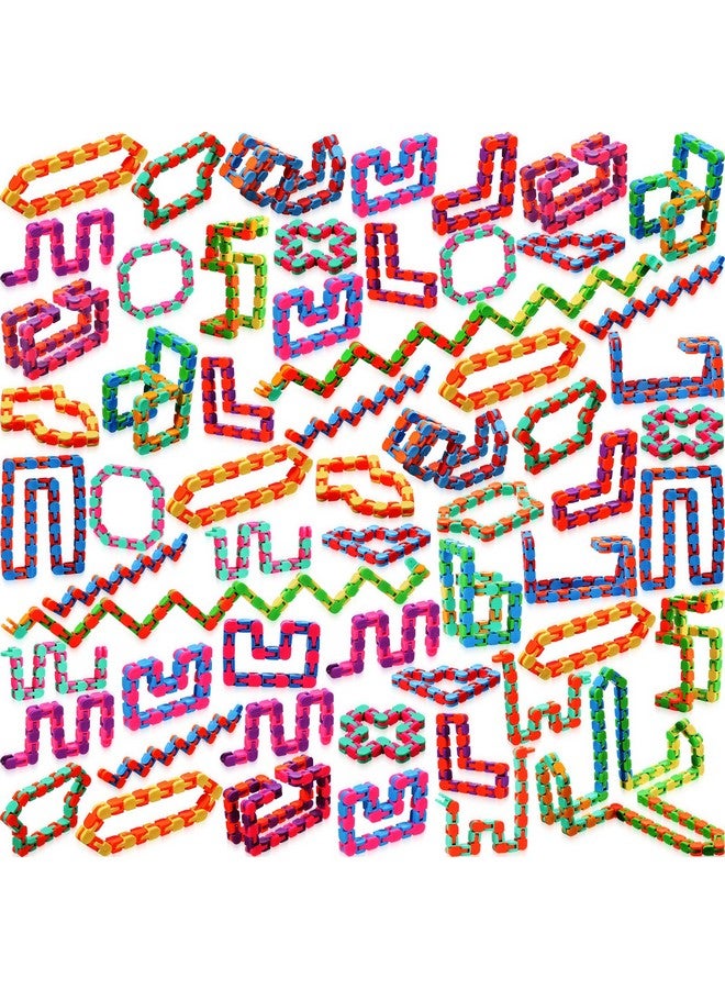 Sotiff 60 Pieces Wacky Track Fidget Toy Fidget Wacky Tracks Snap Colorful Snake Toys Gifts for Kids Adult Autism Stress Relief Therapy Toys Keeps Mind Focused(Classic Color,24 Links) - Image 1