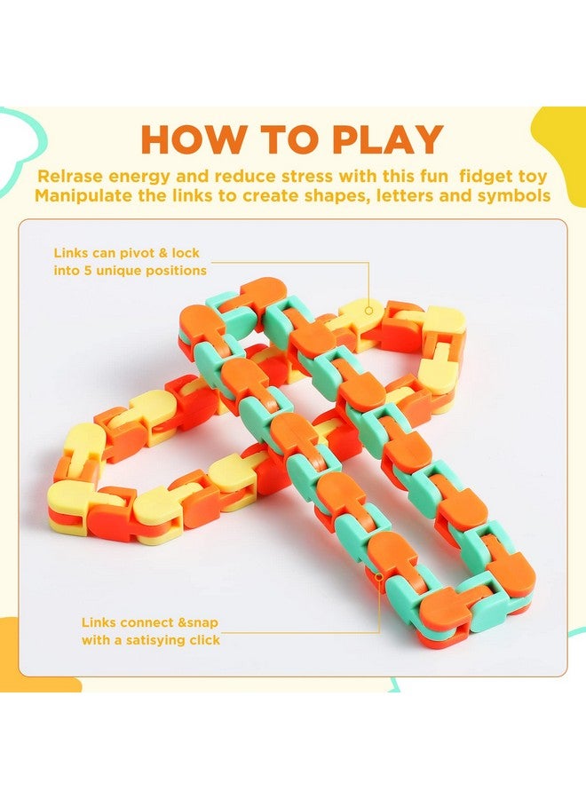 Sotiff 60 Pieces Wacky Track Fidget Toy Fidget Wacky Tracks Snap Colorful Snake Toys Gifts for Kids Adult Autism Stress Relief Therapy Toys Keeps Mind Focused(Classic Color,24 Links) - Image 4