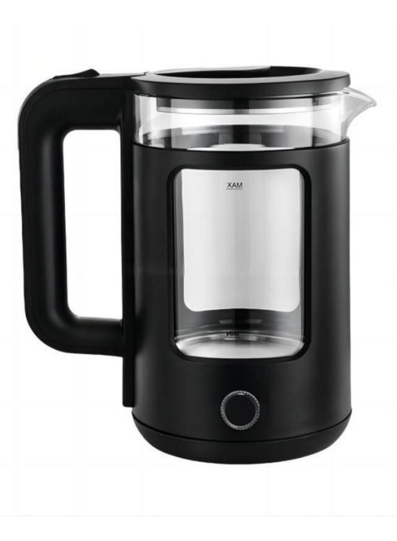 Denx Temperature Control Portable Electric Glass Kettle Safety Coffee Water BoilerElectric Glass Kettle, 1.8L Capacity, Fast Boiling, Black - Image 2
