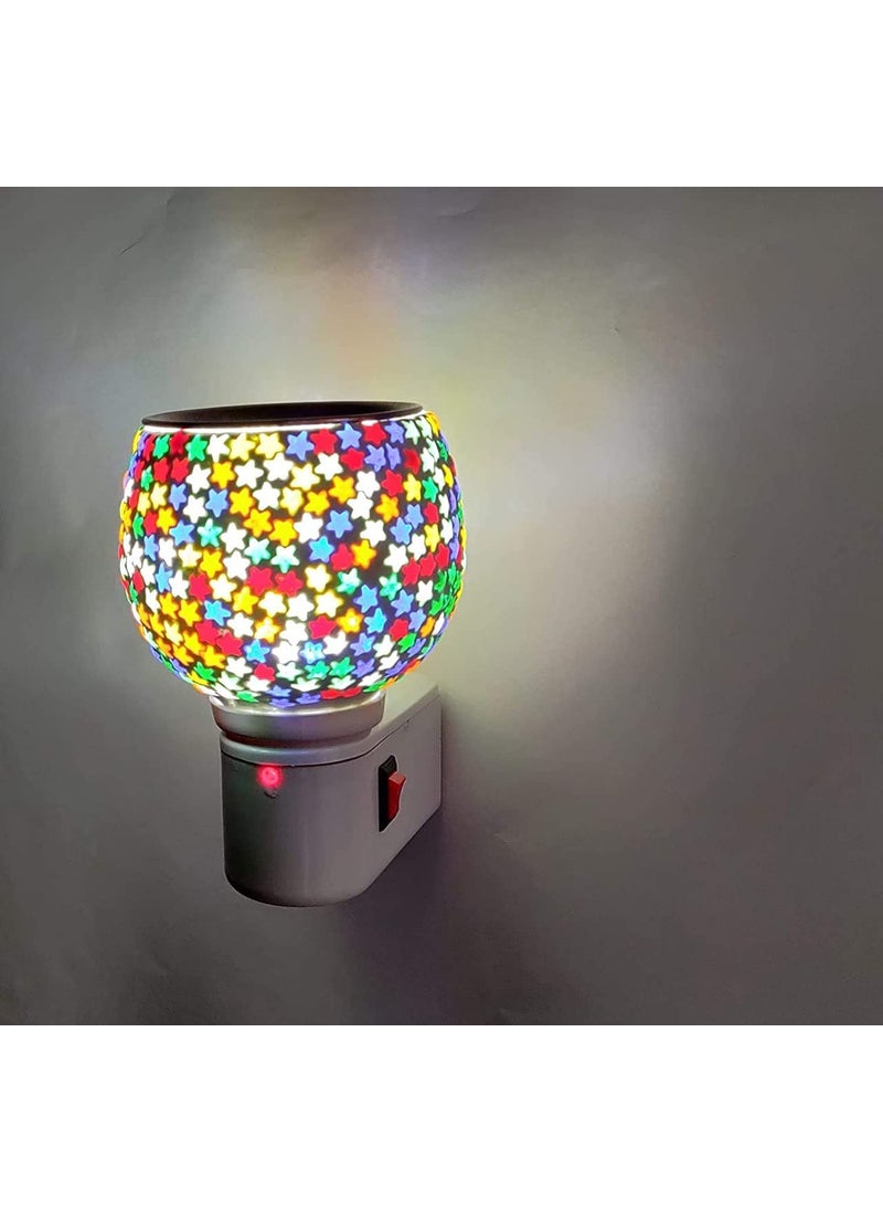 Empresa Kapur Dani Electrical Camphor Diffuser Glass Kapoor Dhani Essential Oil Diffuser with On Off Switch to Toggle Between Burner Lamp Color Star  - Image 1