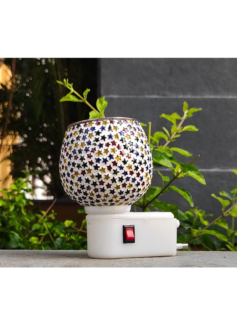 Empresa Kapur Dani Electrical Camphor Diffuser Glass Kapoor Dhani Essential Oil Diffuser with On Off Switch to Toggle Between Burner Lamp Color Star  - Image 2