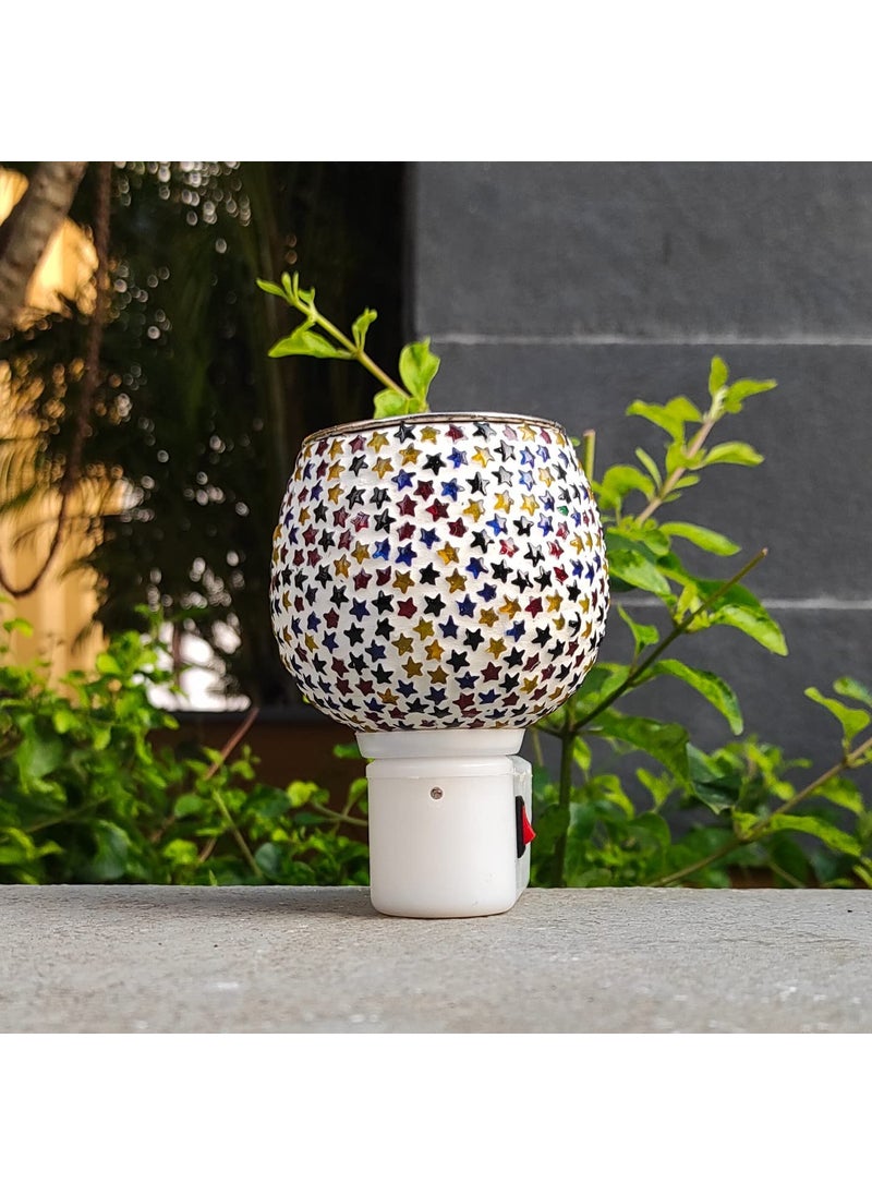 Empresa Kapur Dani Electrical Camphor Diffuser Glass Kapoor Dhani Essential Oil Diffuser with On Off Switch to Toggle Between Burner Lamp Color Star  - Image 3