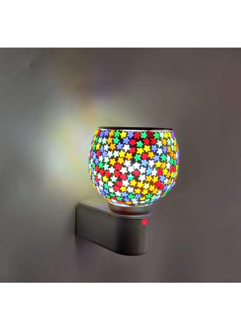 Empresa Kapur Dani Electrical Camphor Diffuser Glass Kapoor Dhani Essential Oil Diffuser with On Off Switch to Toggle Between Burner Lamp Color Star  - Image 5