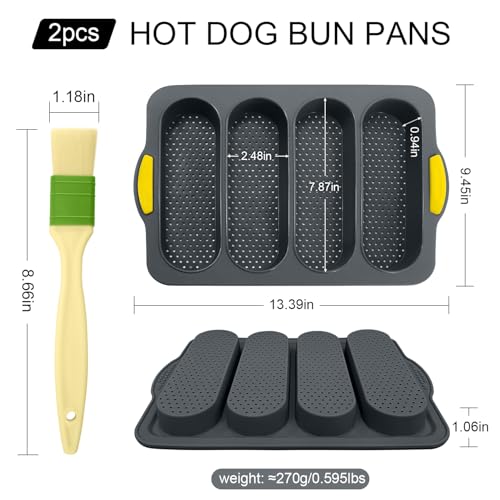 Holyenten 2 Pack Silicone French bread loaf Bread Pan 4 Hole NonStick French Loaf Pan Reusable Easy Release Baking Tool for Homemade French bread loaves French Bread Rolls Romantic Dinner - Image 3