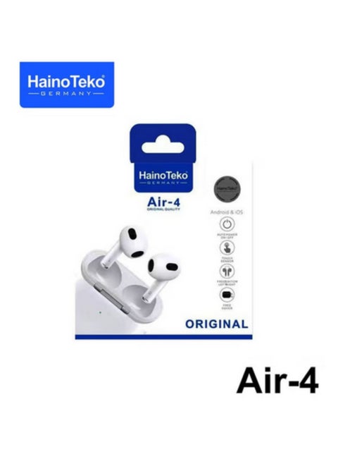Haino Teko  Air 4 Wireless Bluetooth Earphone With High Bass Sound Quality and Multifunctional Touch Control Compatible with all Phones and Tablets