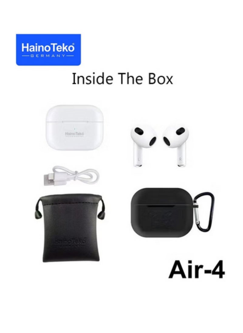Haino Teko  Air 4 Wireless Bluetooth Earphone With High Bass Sound Quality and Multifunctional Touch Control Compatible with all Phones and Tablets