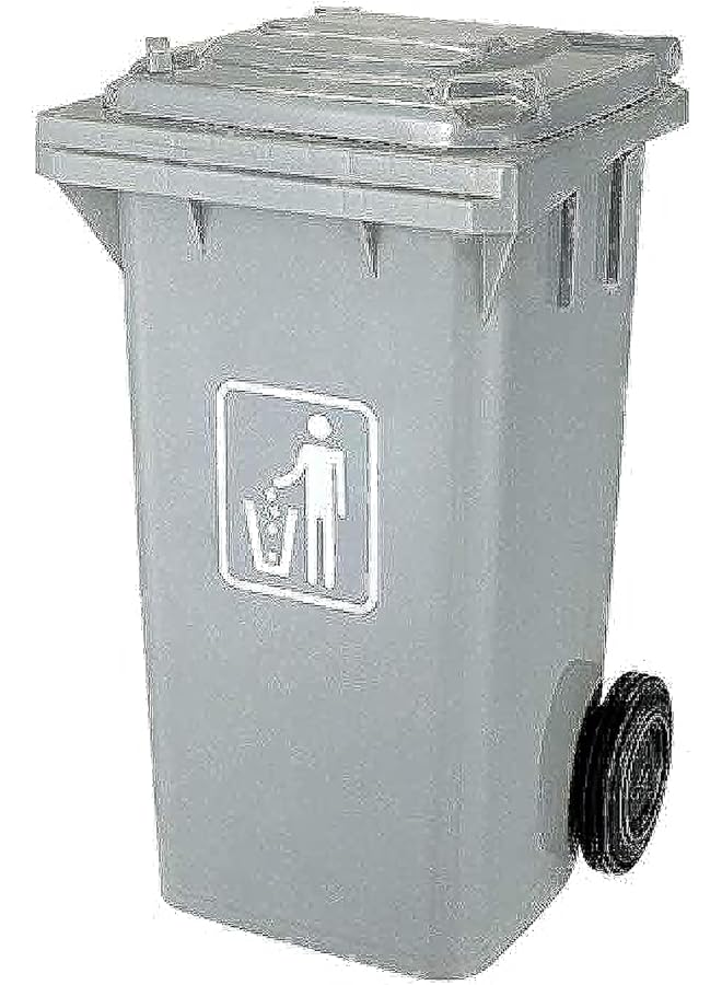 سلة مهملات حجم 120 لتر لون رمادي