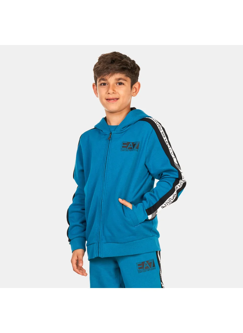 EA7 Emporio Armani Kids' Train Logo Series Hooded Jacket