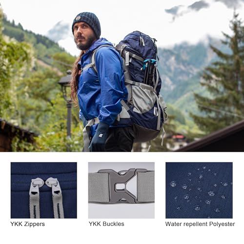 MOUNTAINTOP 70L Internal Frame Backpack Camping Backpacking Hiking Backpack for Men Women with Rain Cover,Sapphire Blue - Image 4